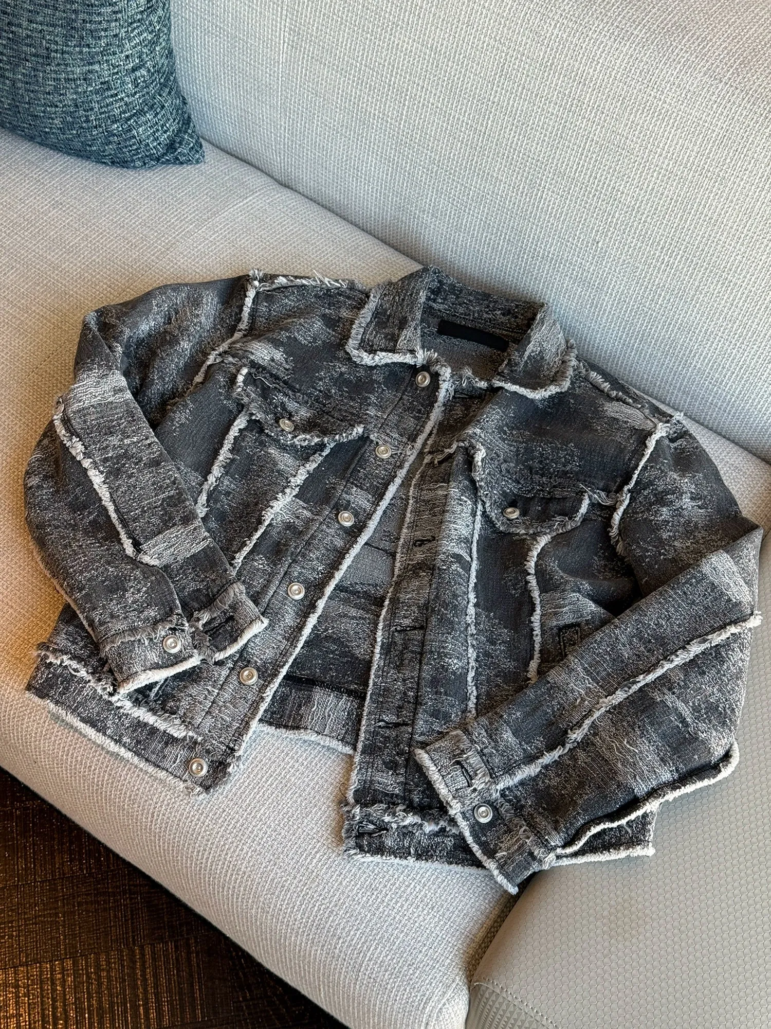 Distressed Washed Denim Short Jacket