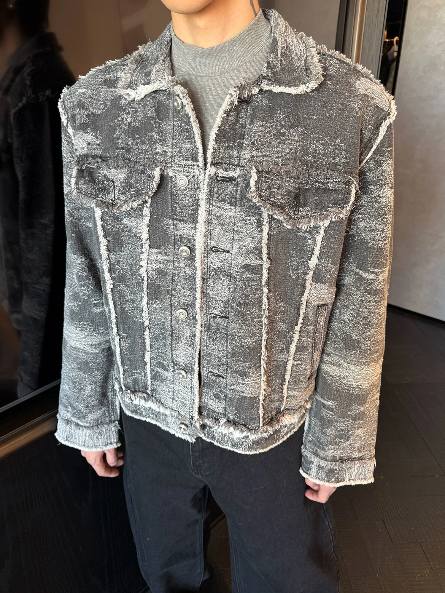 Distressed Washed Denim Short Jacket
