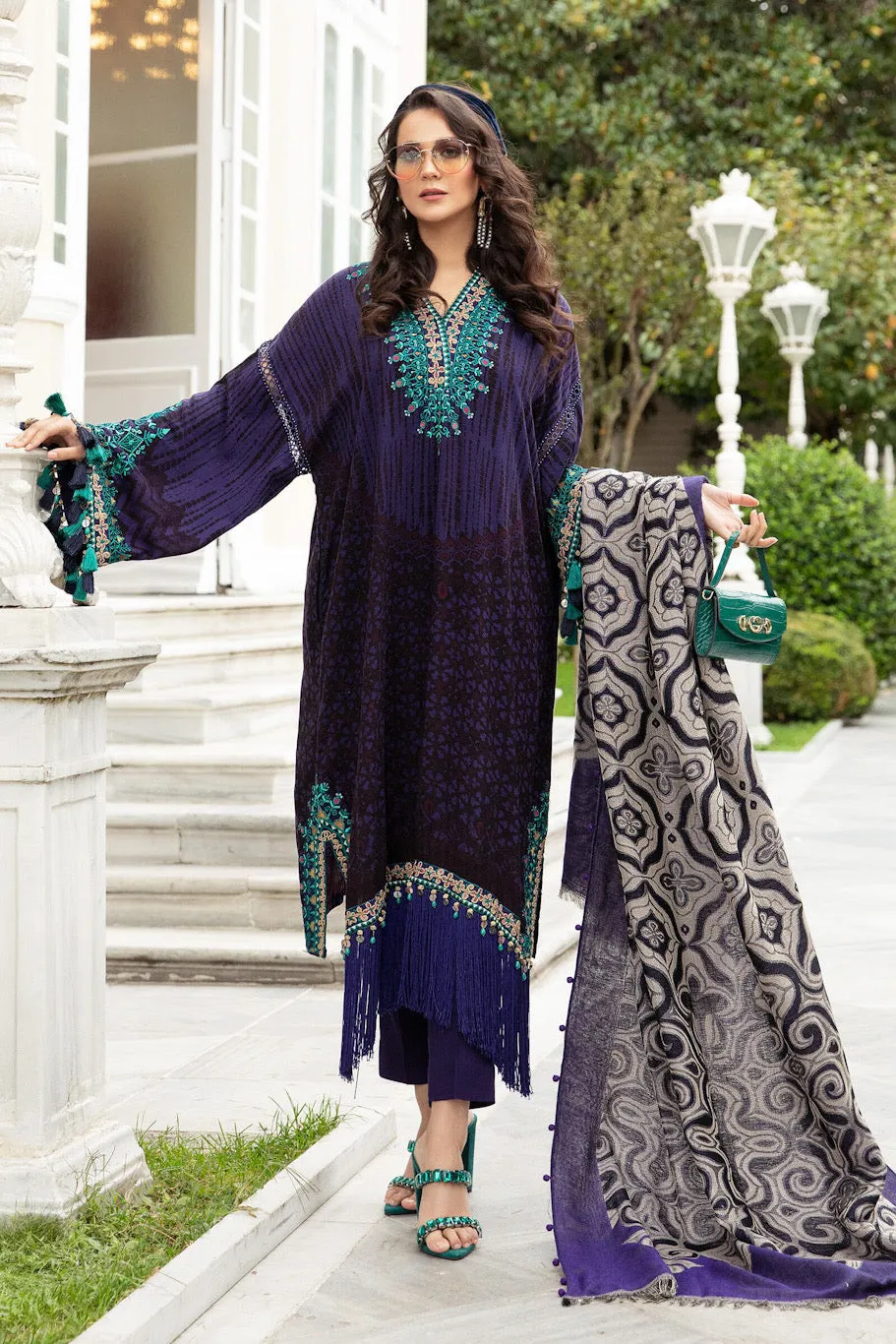 DL-905-Purple | Maria B Winter Linen Unstitched Collection 2021 | Unstitched Embroidered Linen Suits