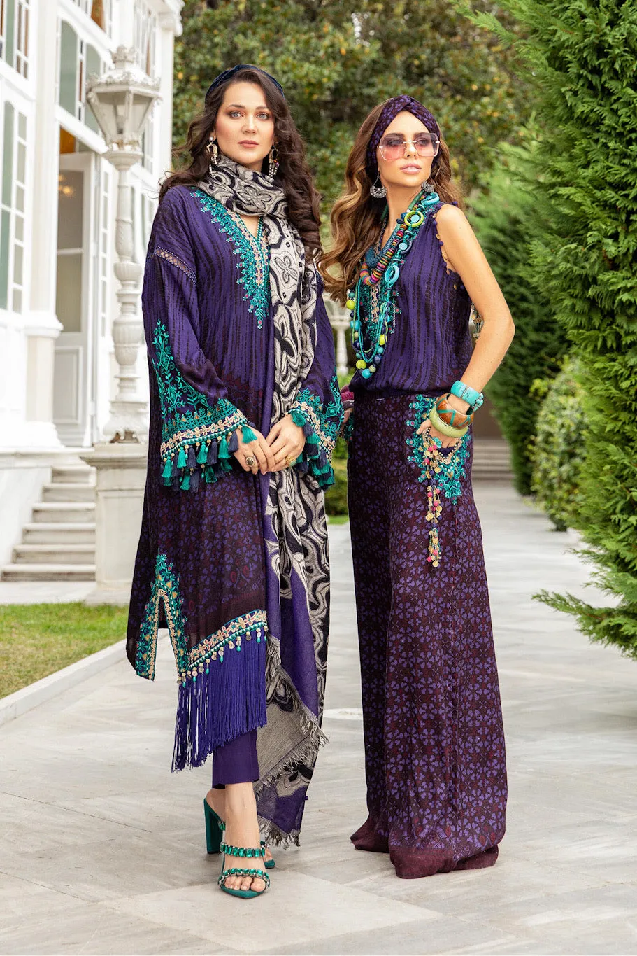 DL-905-Purple | Maria B Winter Linen Unstitched Collection 2021 | Unstitched Embroidered Linen Suits