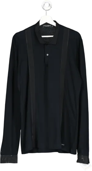 Dolce & Gabbana Black Long Sleeved Polo Shirt UK XXL