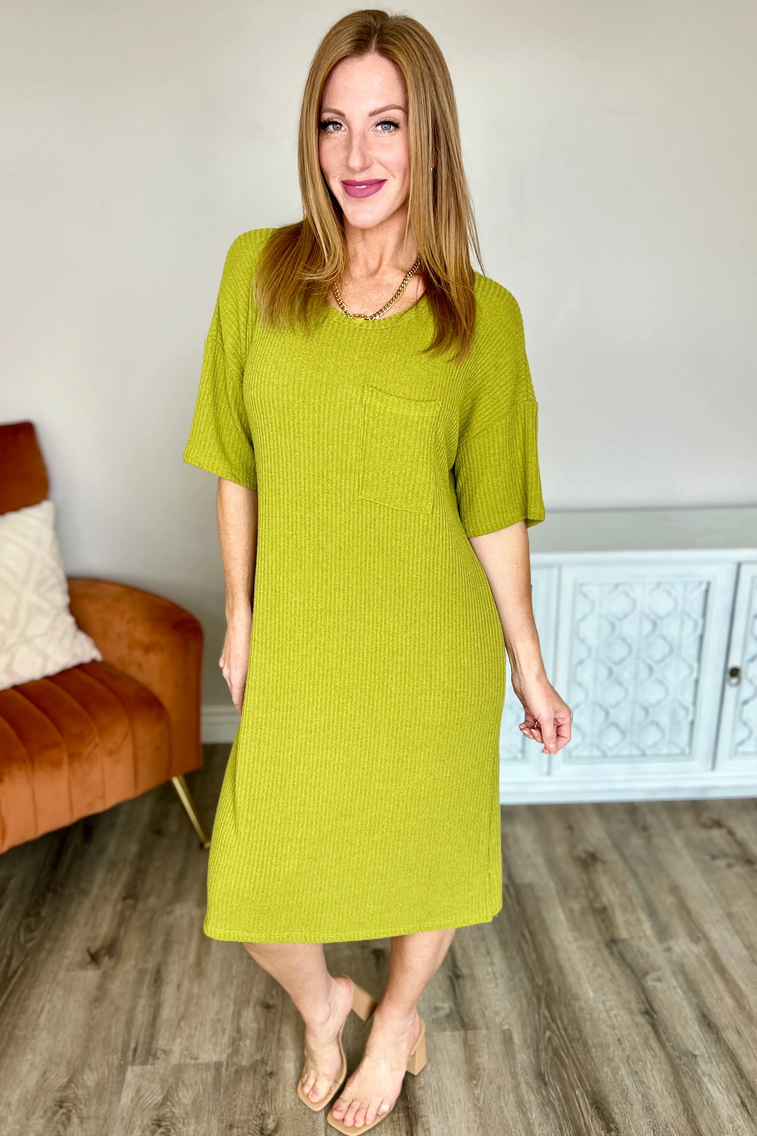 Easy Going Shift Dress in Moss