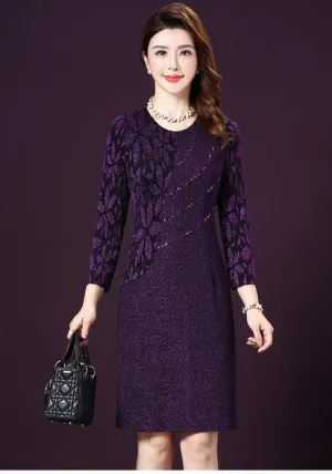 Elegant Long Sleeve Dress For Women 2021 Autumn Vintage Female Sexy Office Lady Ol Work Dresses Bodycon Lace Patchwork Vestidos