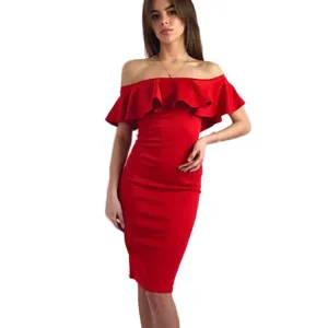 Elegant Women Dress Off Shoulder Casual Ruffles Slash Neck Cotton Beach Dresses Girls Short Party Plus Size