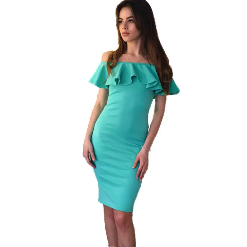 Elegant Women Dress Off Shoulder Casual Ruffles Slash Neck Cotton Beach Dresses Girls Short Party Plus Size