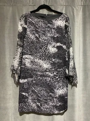 Elie Tahari Snakeprint Shift Dress with Sheer 3/4 Sleeve