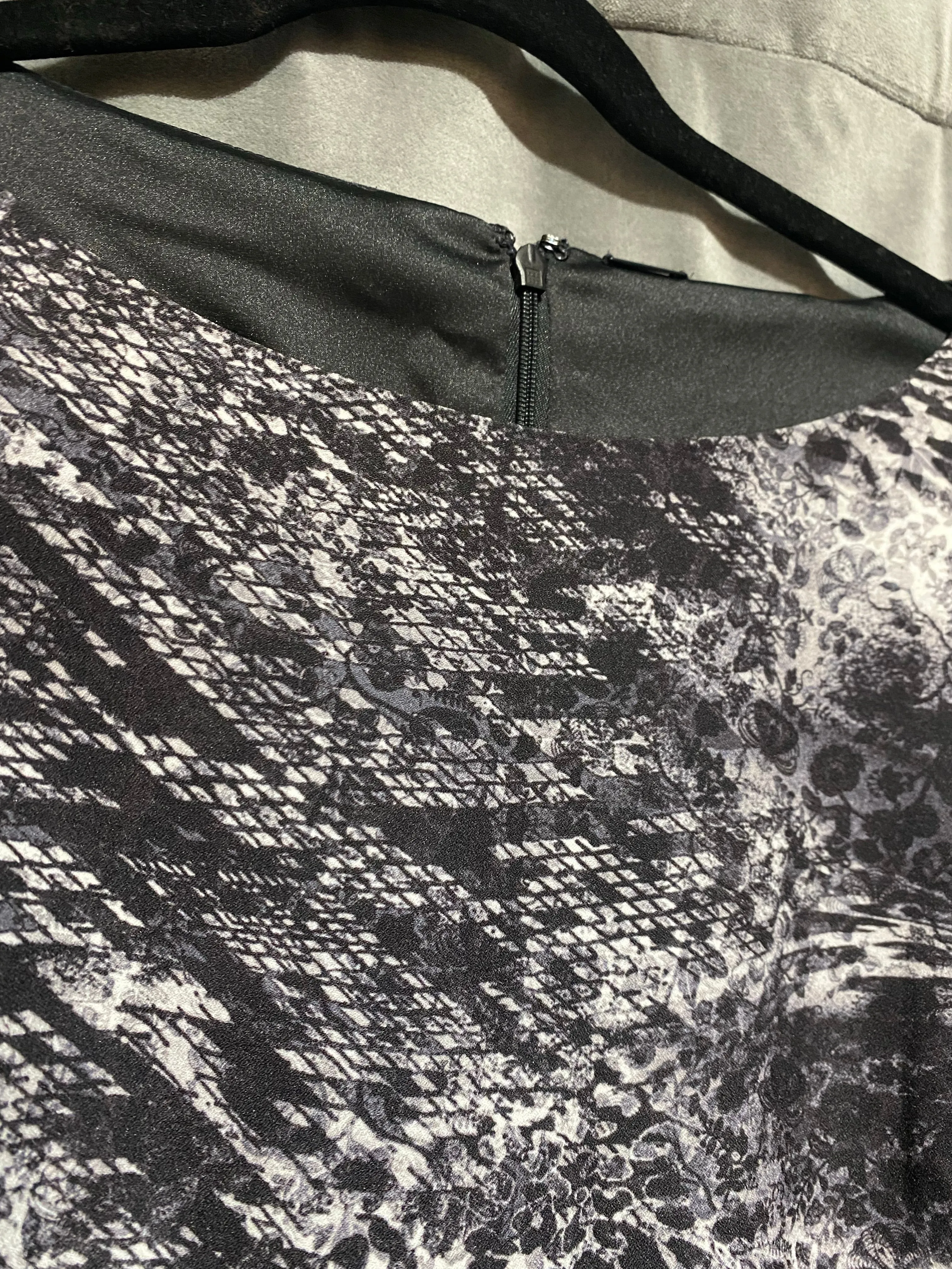 Elie Tahari Snakeprint Shift Dress with Sheer 3/4 Sleeve