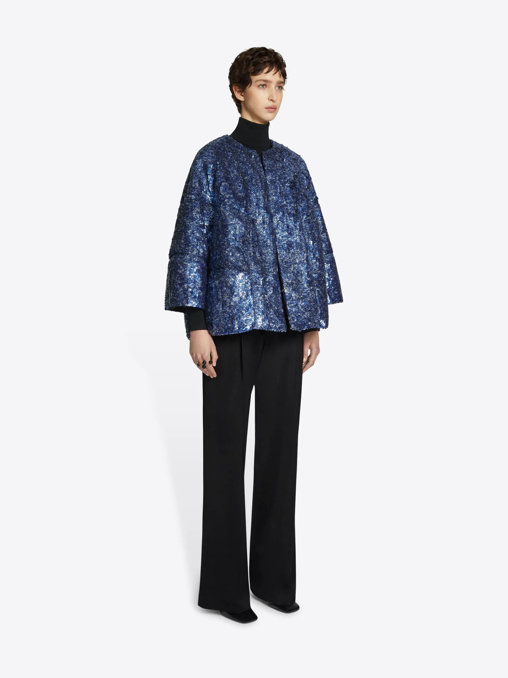 Embellished cocoon jacket