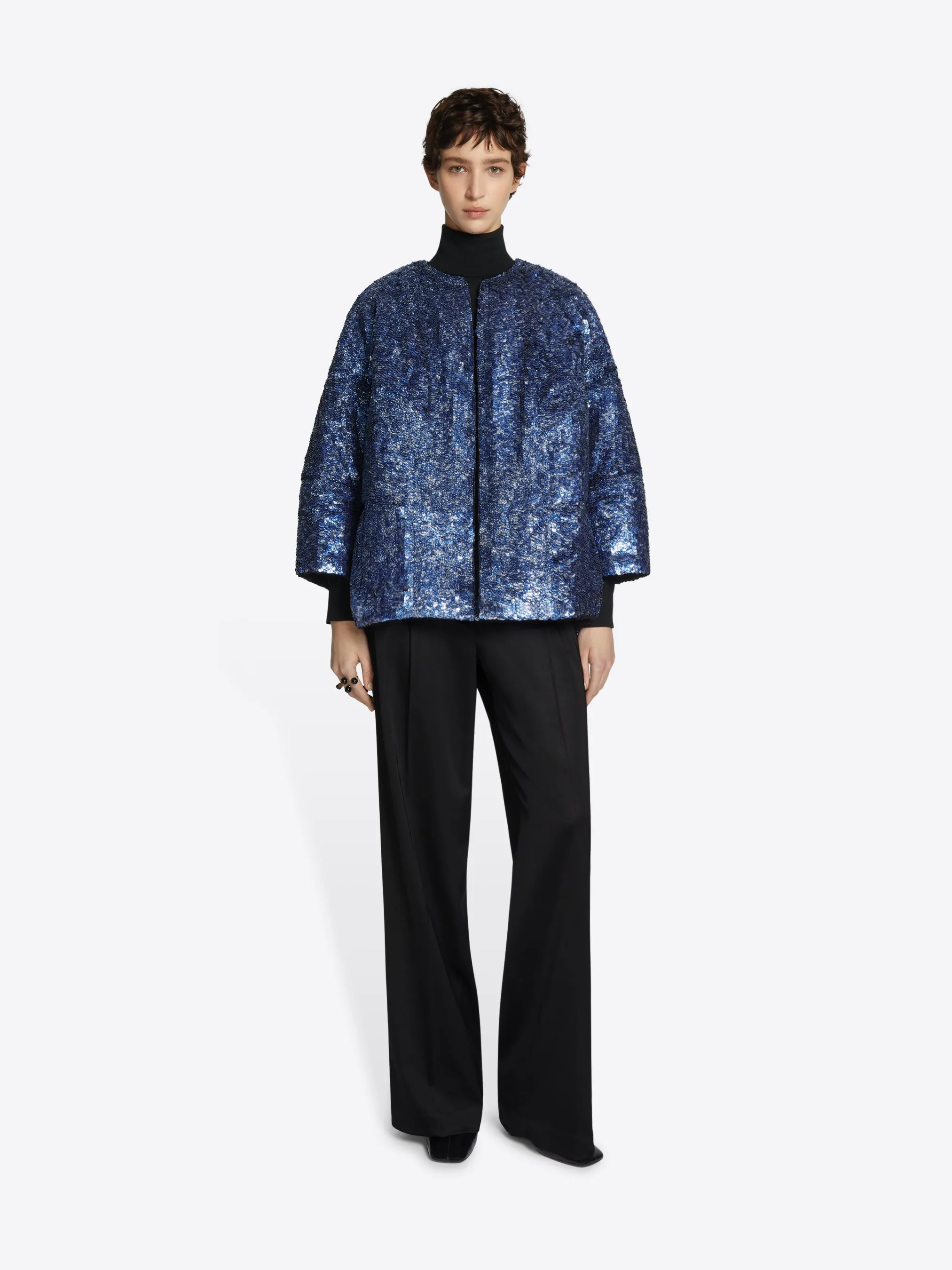 Embellished cocoon jacket