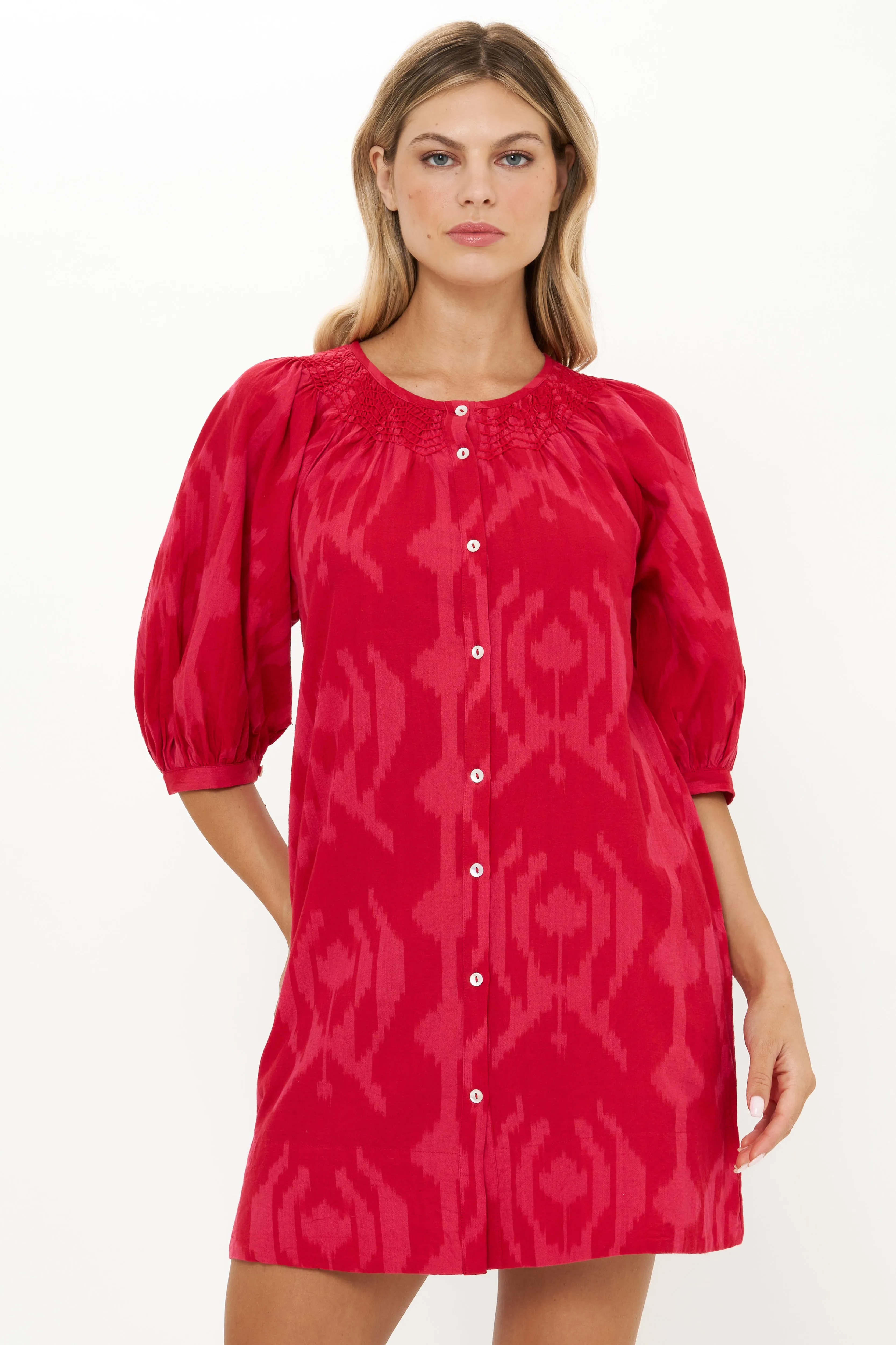 Embroidered Button Mini- Tashkent Red