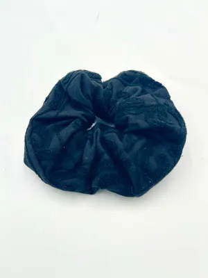 Embroidered Oversized Scrunchie - Black