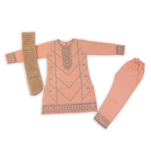 Eminent Girls Embroidered 3Pcs Shalwar Suit - Peach
