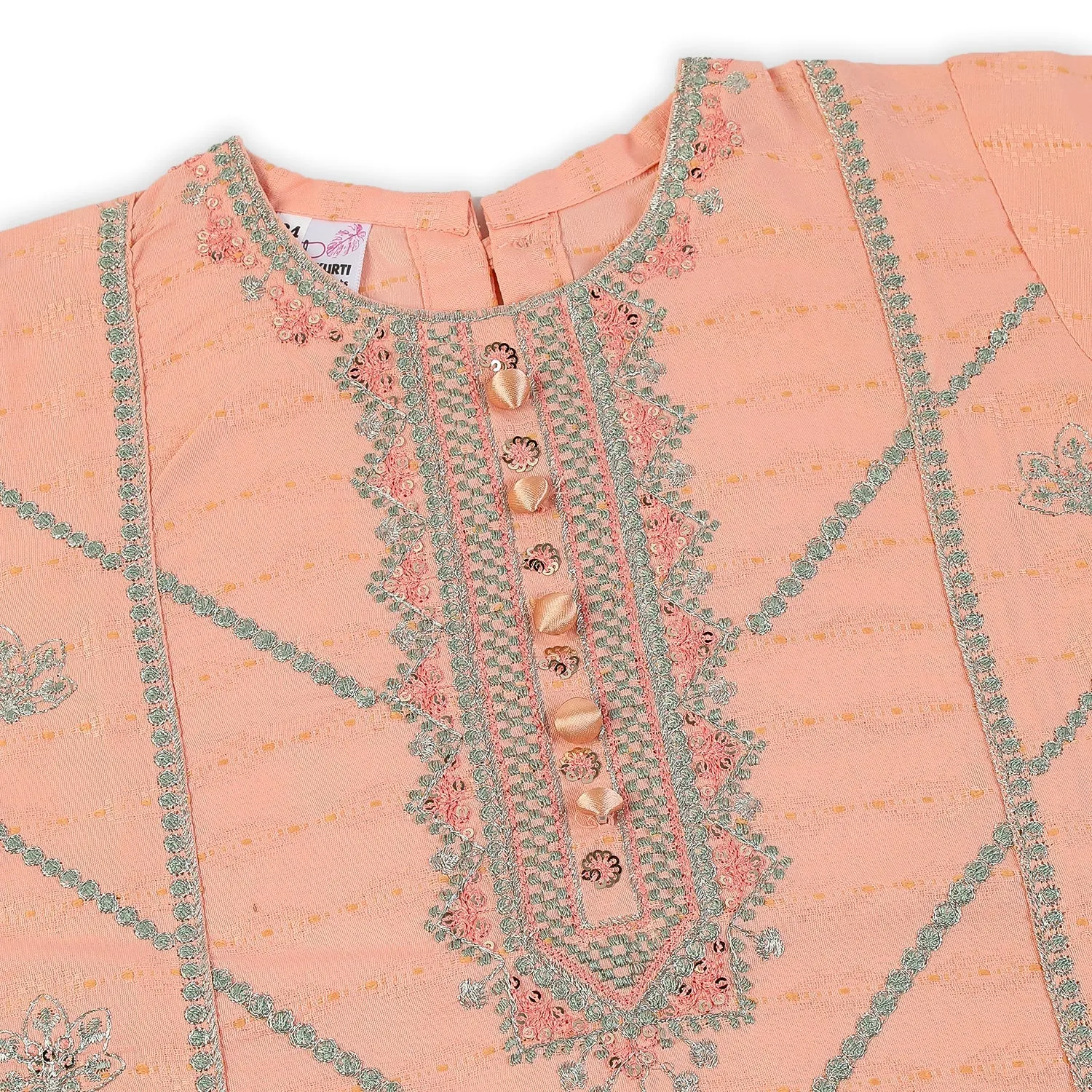 Eminent Girls Embroidered 3Pcs Shalwar Suit - Peach