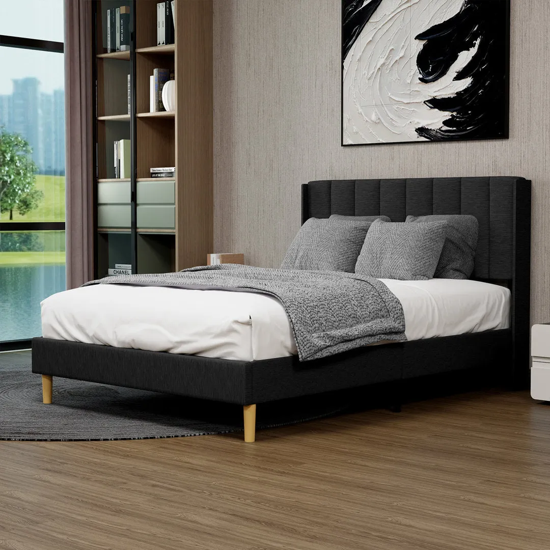 Eriksay Low Profile Upholstered Platform Bed with Wingback Headboard Wade Logan® Color: New White Linen Size: Full/Double