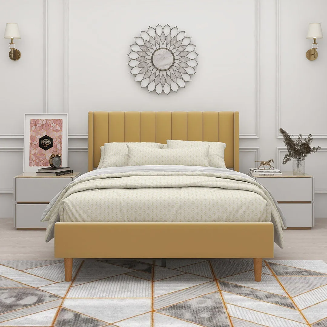 Eriksay Low Profile Upholstered Platform Bed with Wingback Headboard Wade Logan® Color: New White Linen Size: Full/Double