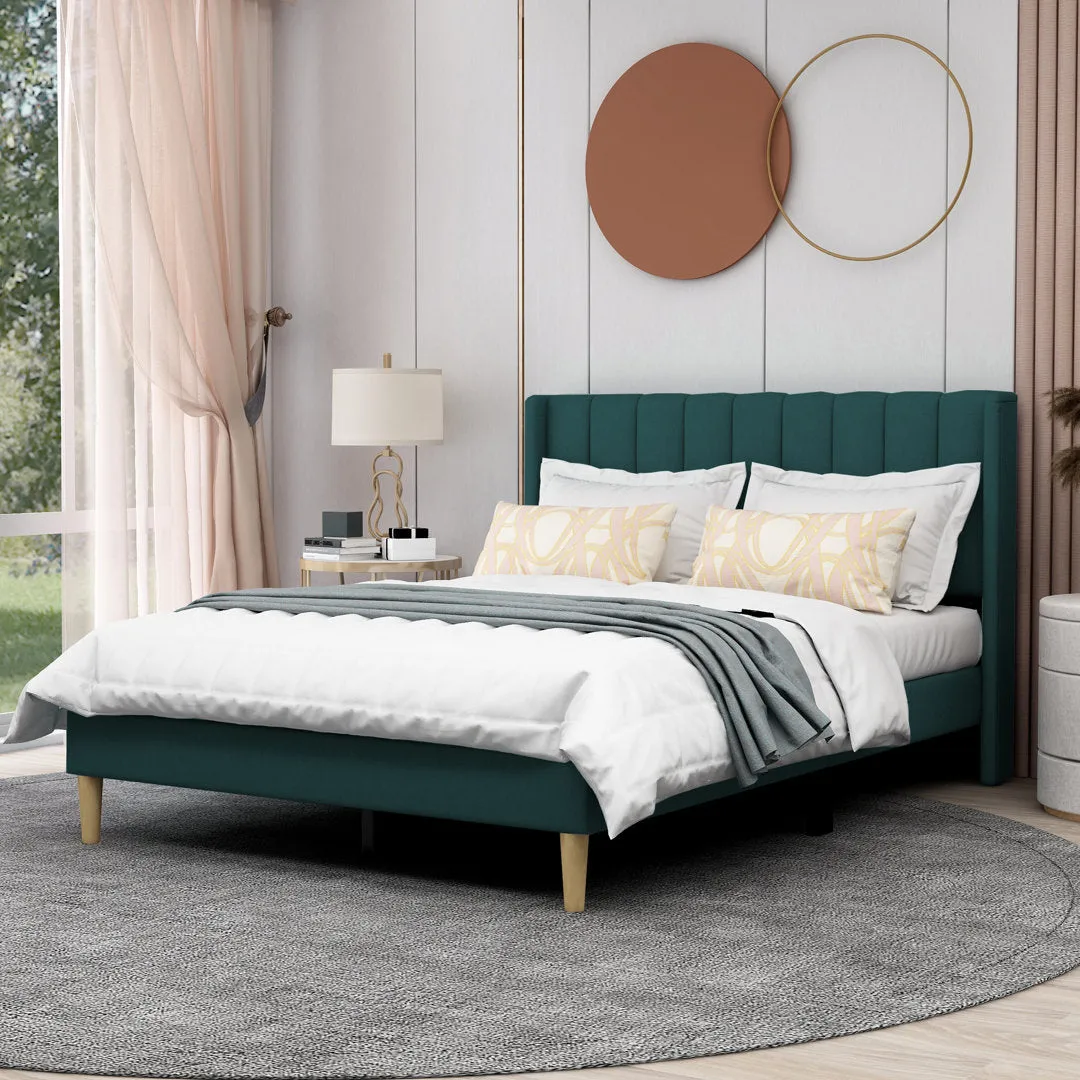 Eriksay Low Profile Upholstered Platform Bed with Wingback Headboard Wade Logan® Color: New White Linen Size: Full/Double