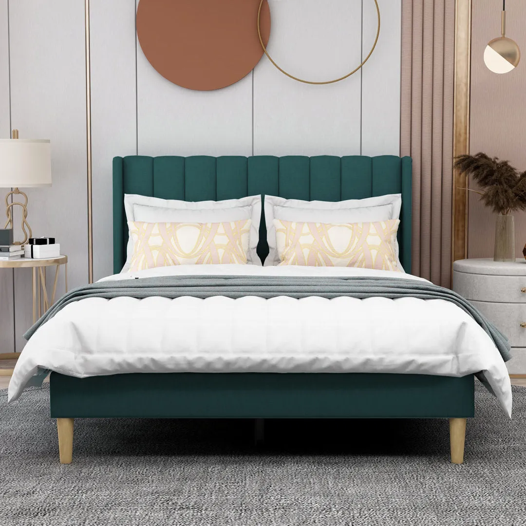 Eriksay Low Profile Upholstered Platform Bed with Wingback Headboard Wade Logan® Color: New White Linen Size: Full/Double