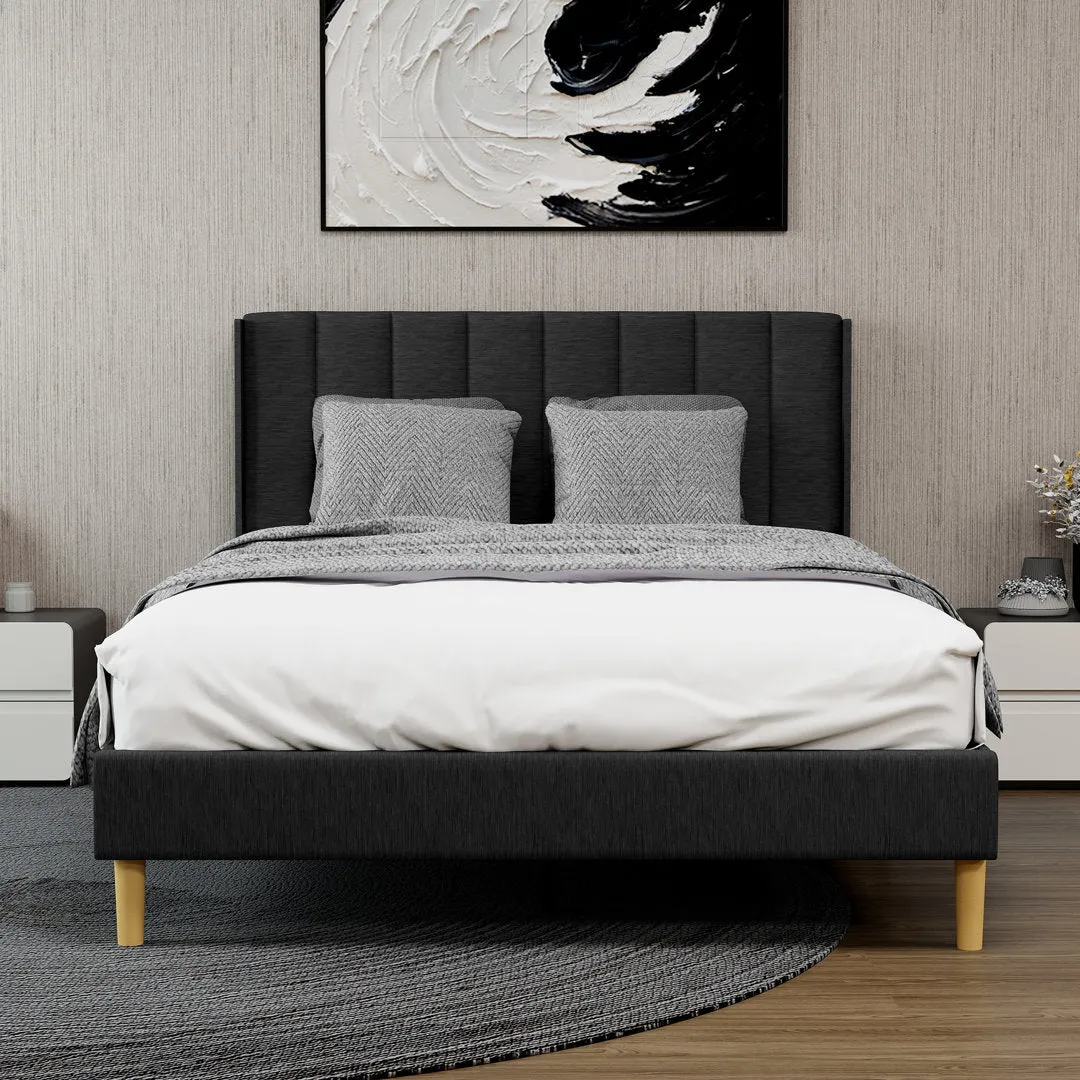 Eriksay Low Profile Upholstered Platform Bed with Wingback Headboard Wade Logan® Color: New White Linen Size: Full/Double