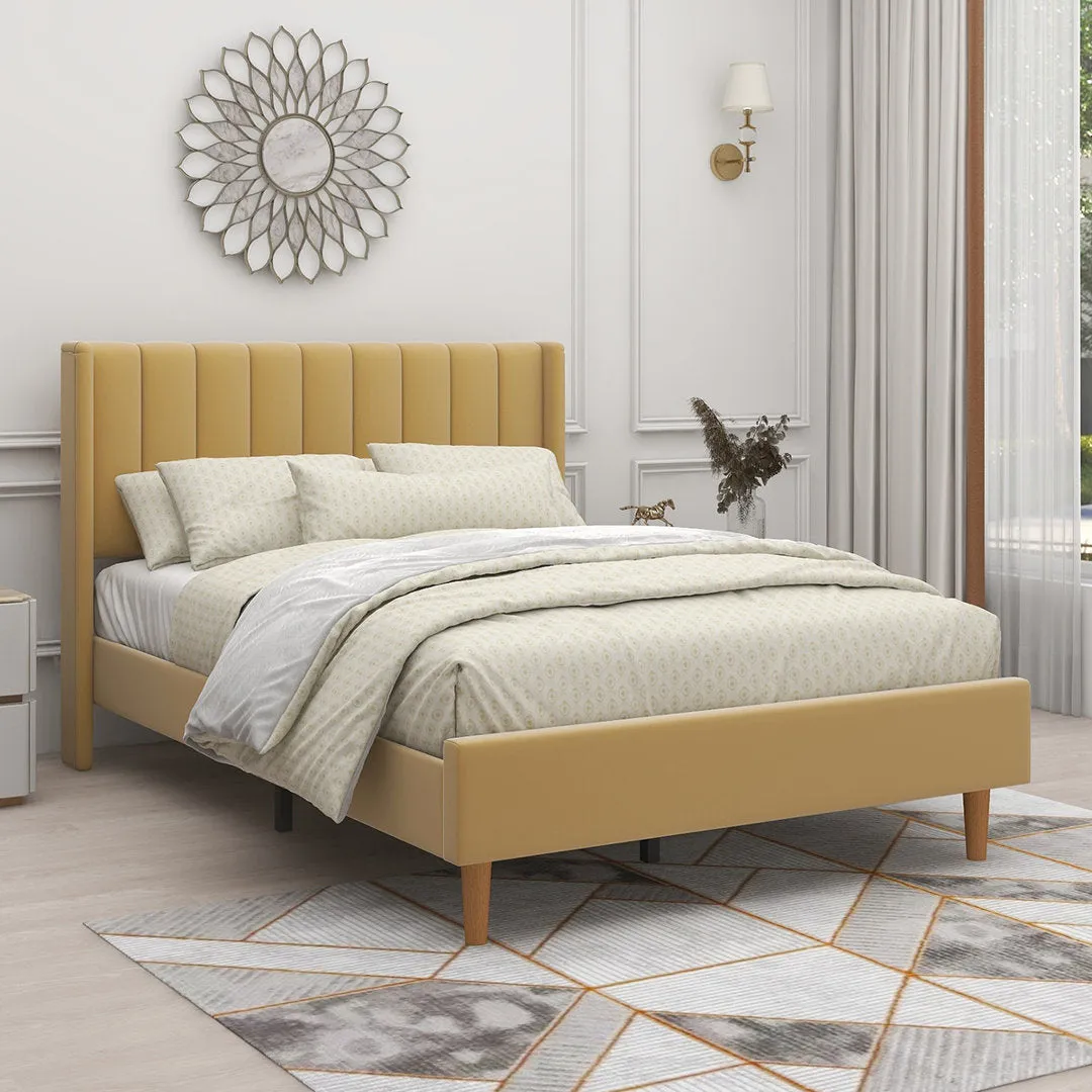 Eriksay Low Profile Upholstered Platform Bed with Wingback Headboard Wade Logan® Color: New White Linen Size: Full/Double