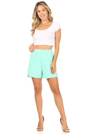 Essential High Waist Solid Pull-On Shorts for Casual Wear P807 $6