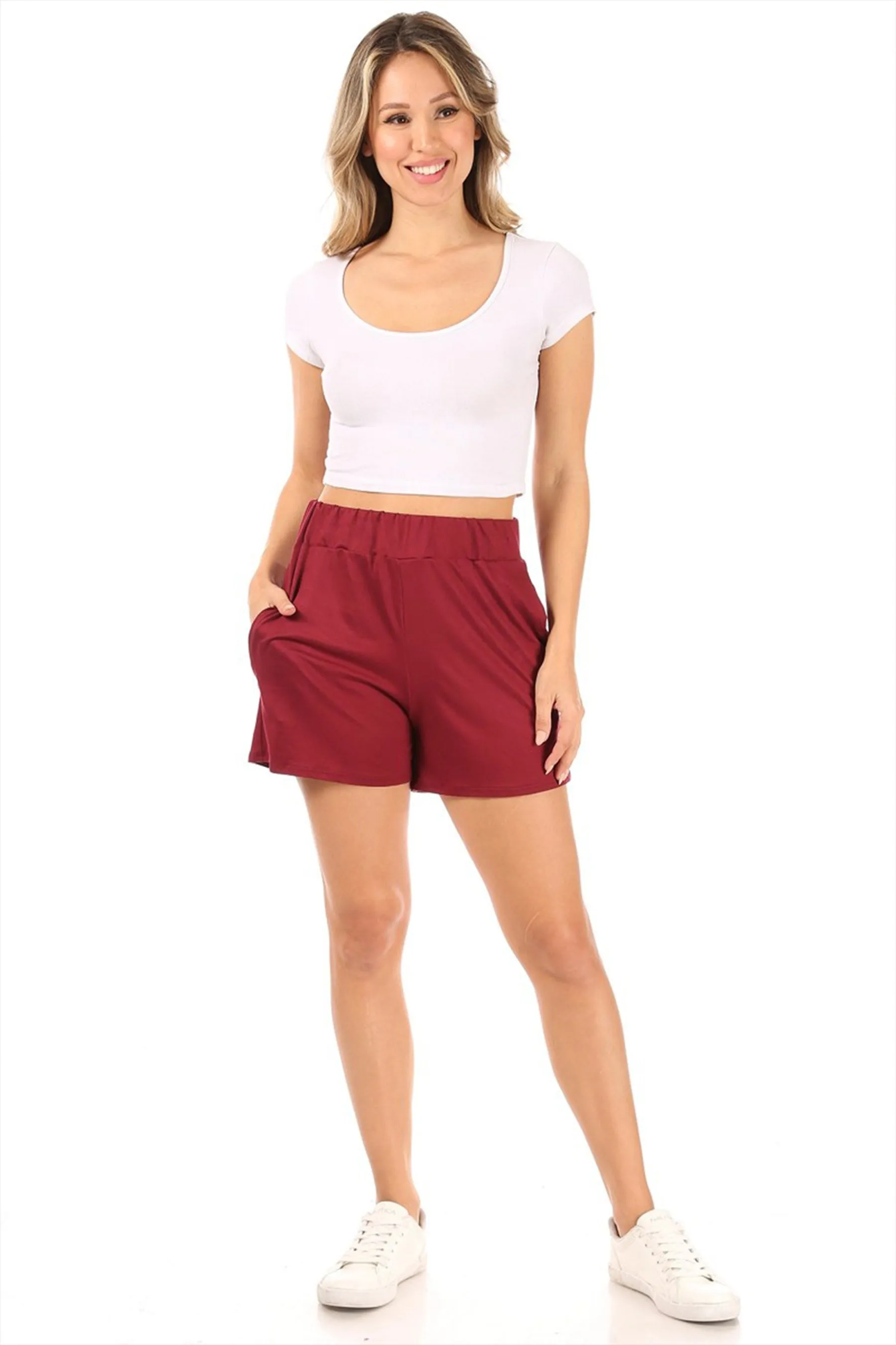 Essential High Waist Solid Pull-On Shorts for Casual Wear P807 $6