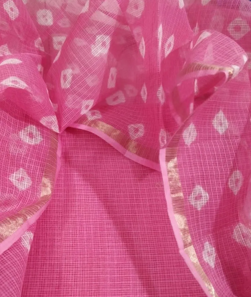 Fancy Kota Doriya Bandhej Dupatta Suit In Rani