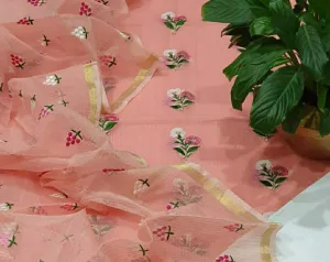 Fancy Kota Doriya Embridery Work Suit In Peach