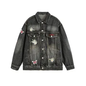 Floral Embroidery Denim Jacket