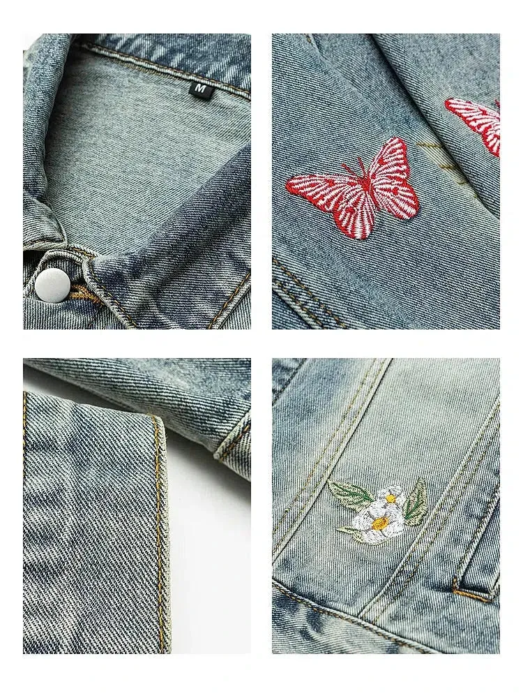 Floral Embroidery Denim Jacket