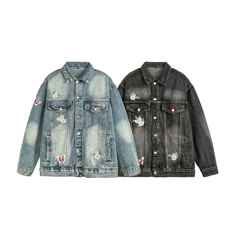 Floral Embroidery Denim Jacket