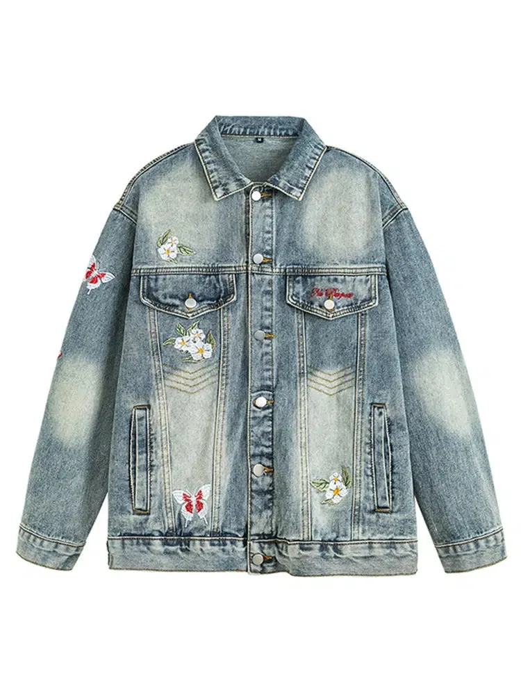 Floral Embroidery Denim Jacket