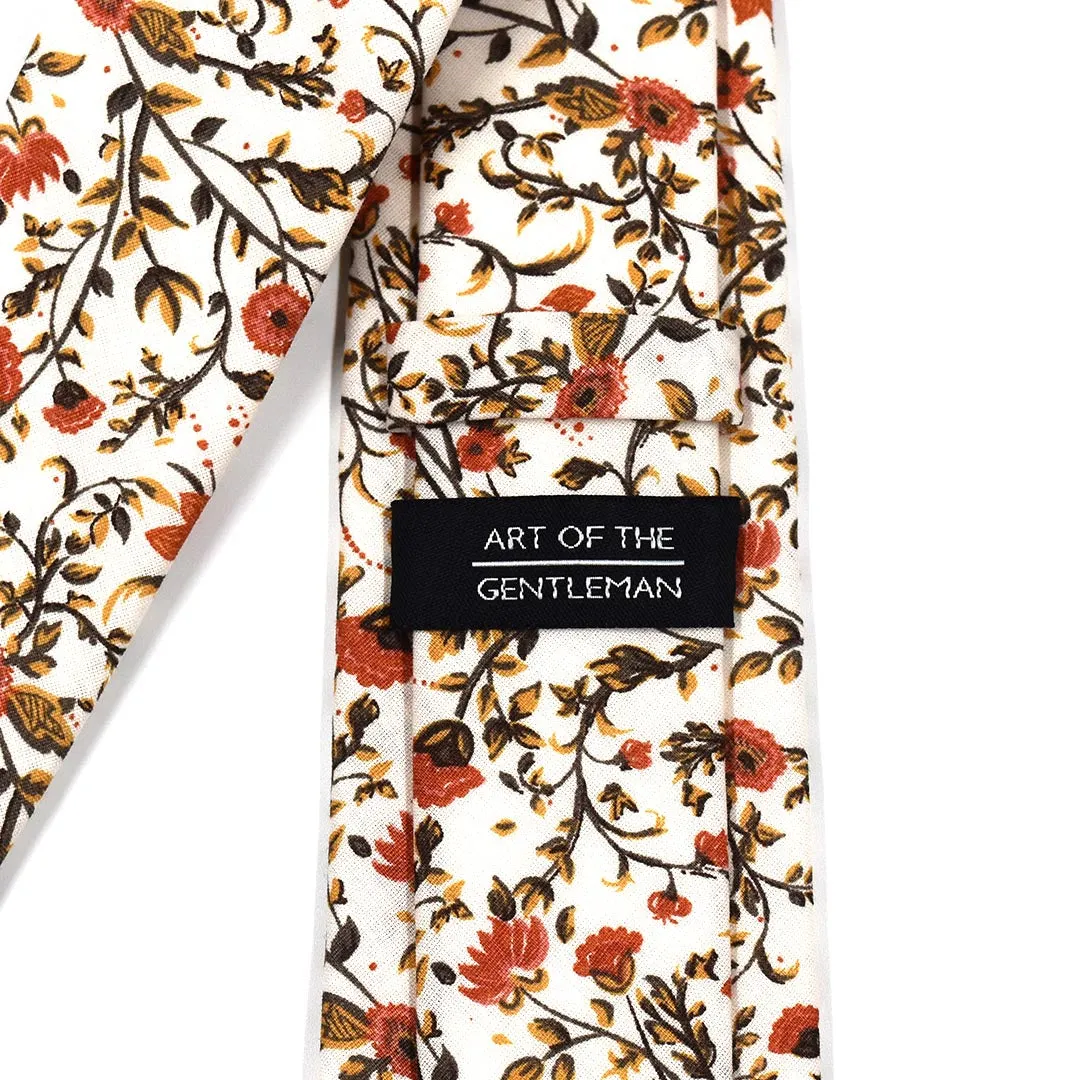 Floral Rust Blooms Tie