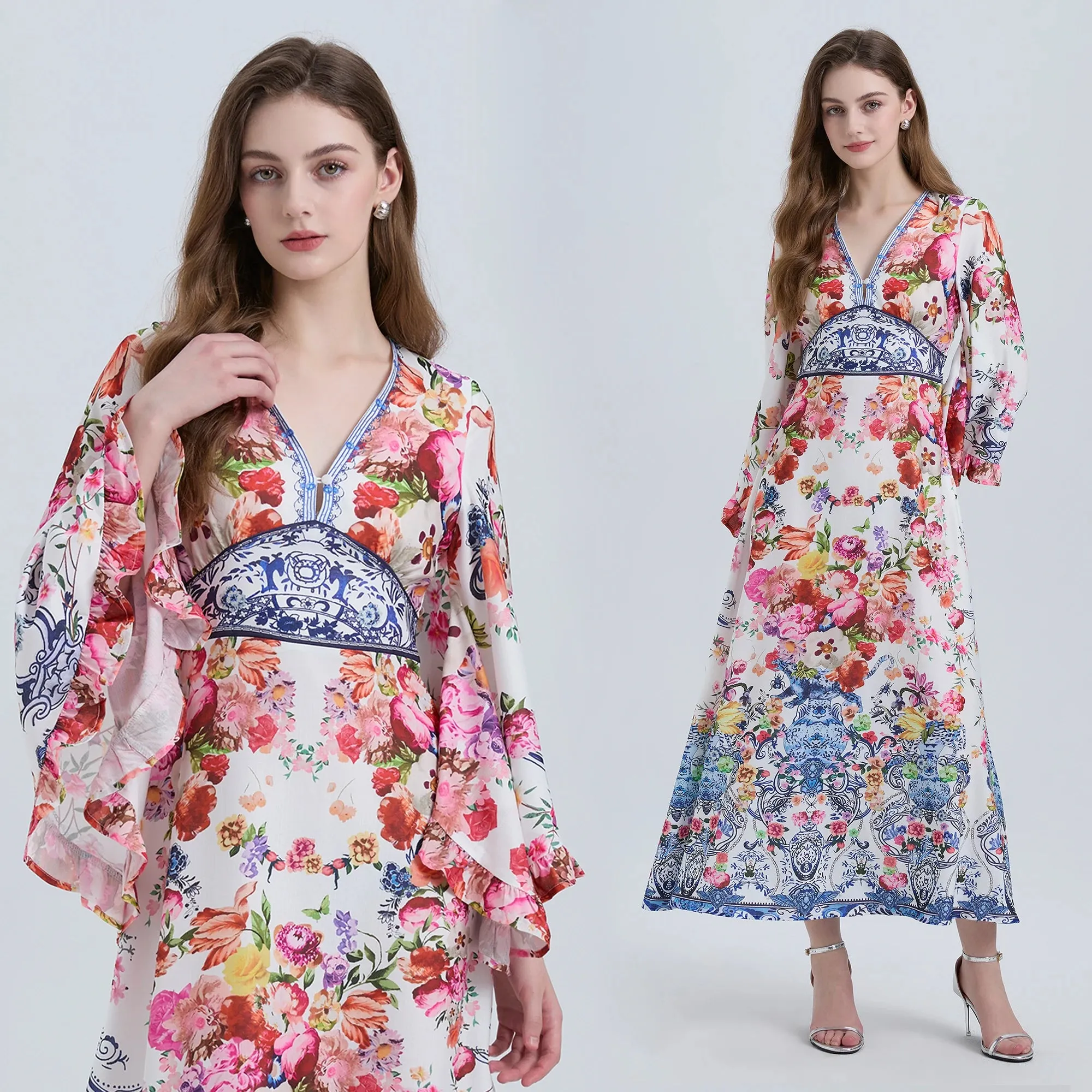 Flower Print Holiday Maxi Dress
