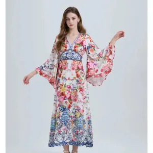 Flower Print Holiday Maxi Dress