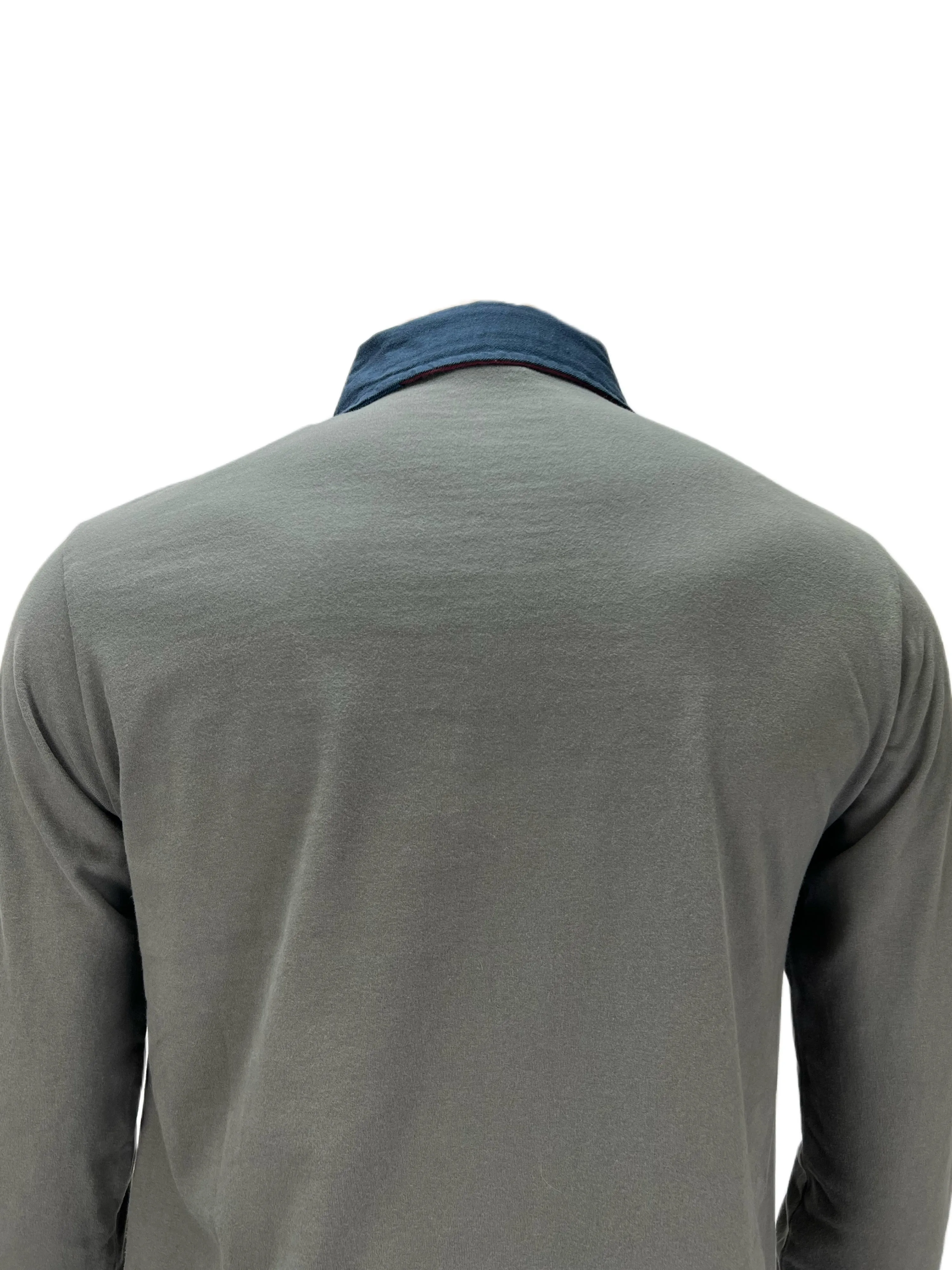 FRED MELLO Men's Gray Embroidered Long Sleeve Polo Sz S NWT