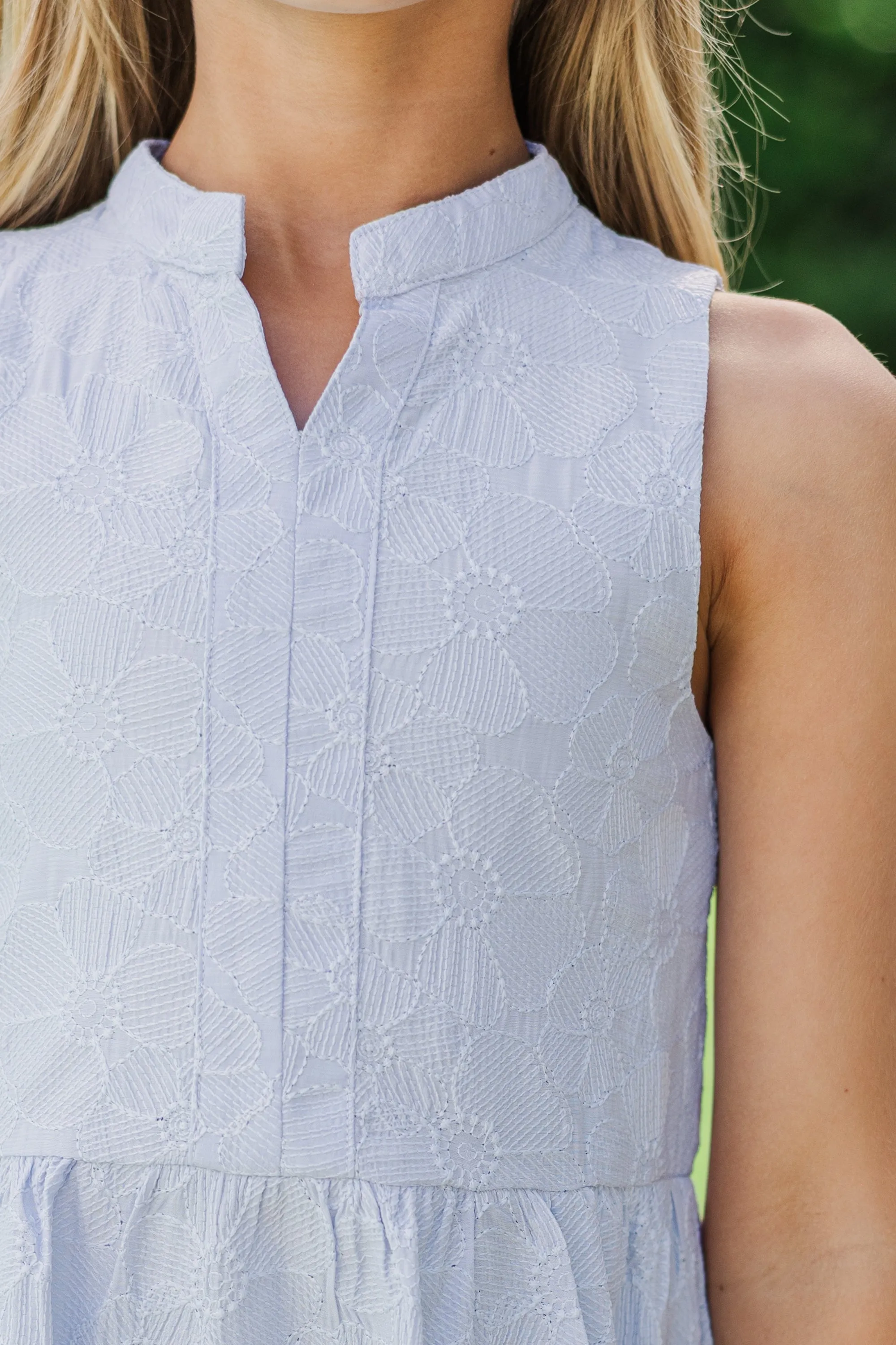 Girls: The Meridith Light Blue Textured Dress