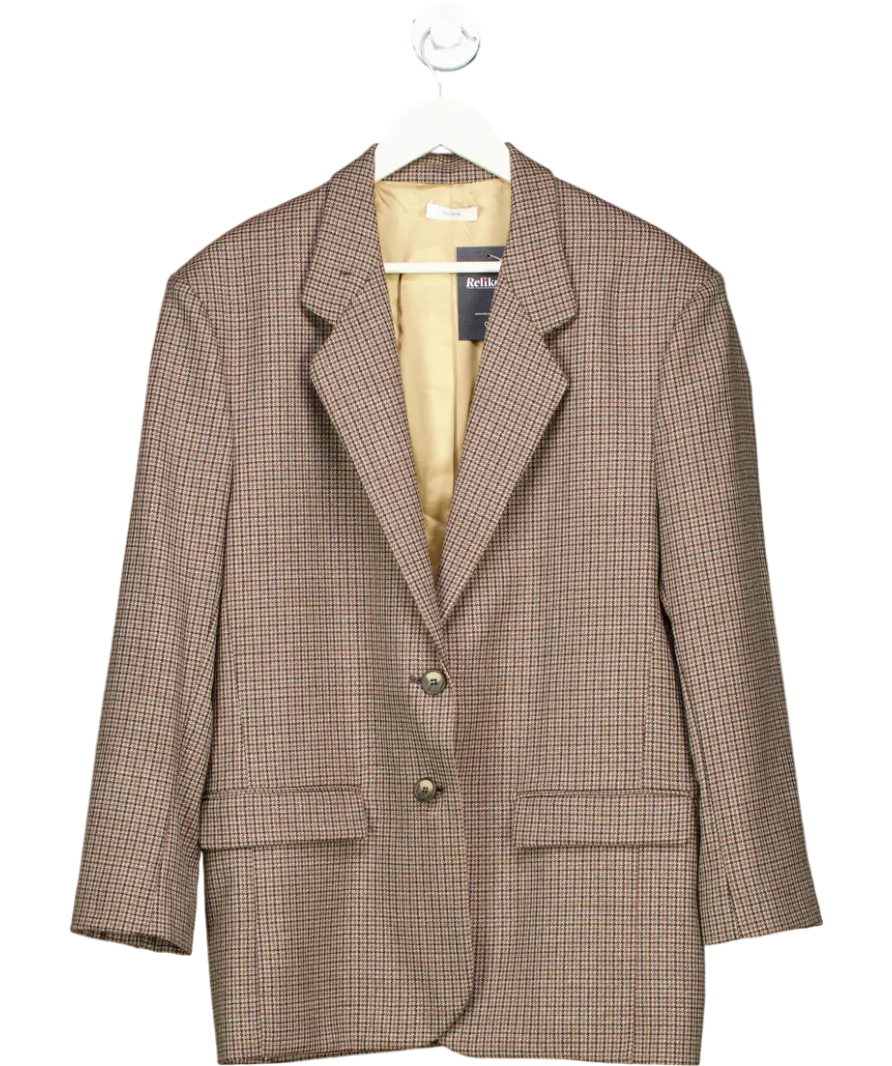 Glumur Brown Extra Oversized Gatsby Plaid Blazer UK XS/S