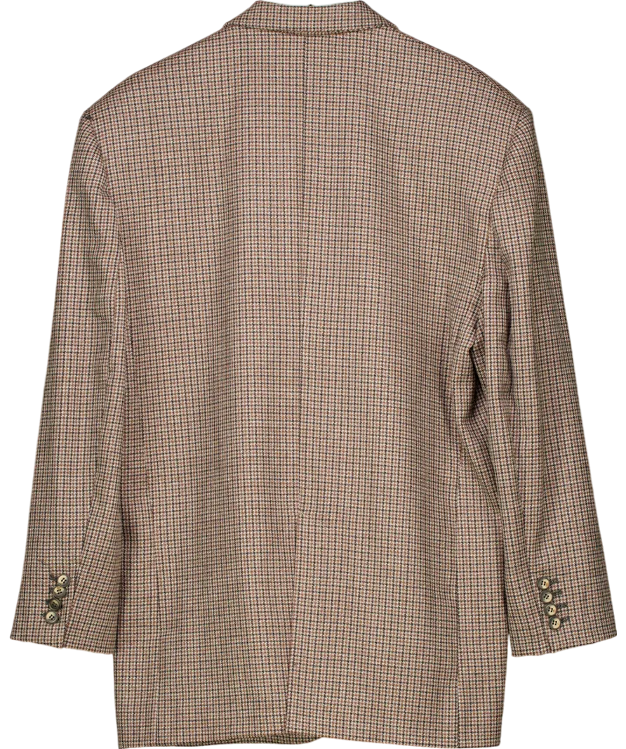 Glumur Brown Extra Oversized Gatsby Plaid Blazer UK XS/S