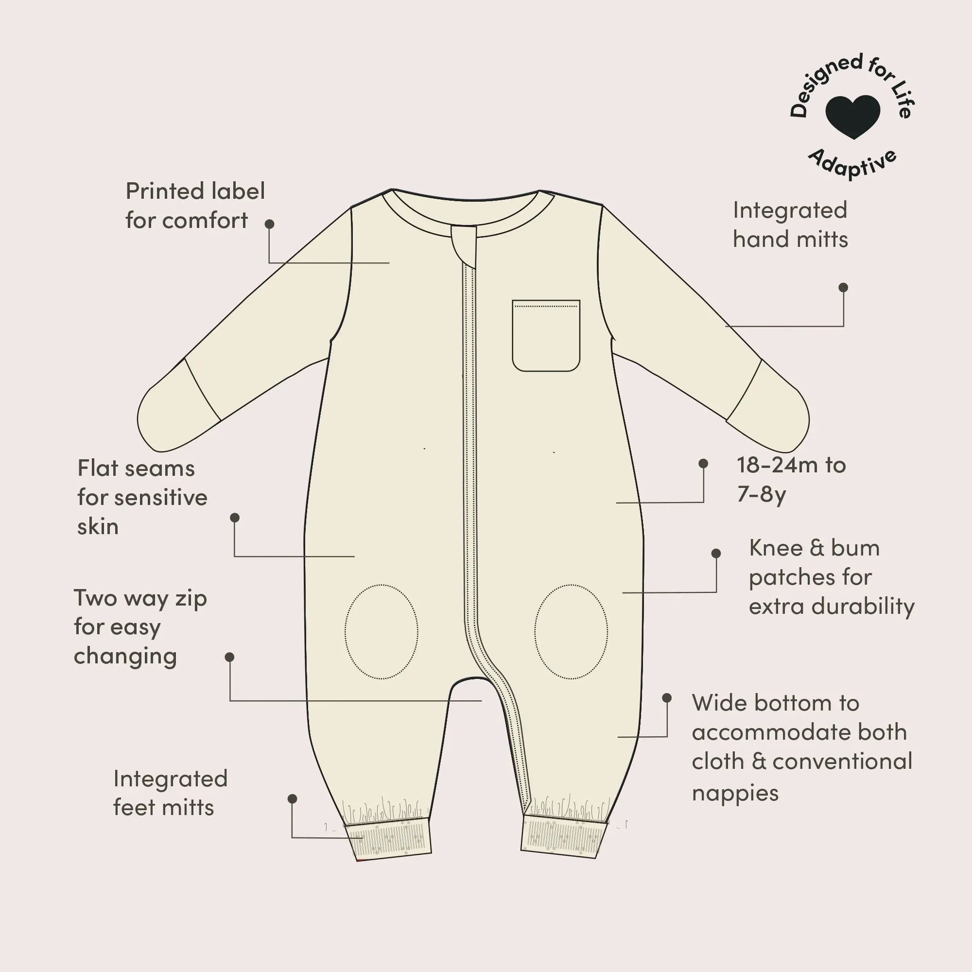 Gold Striped Adaptive 2-Way Zip Suit