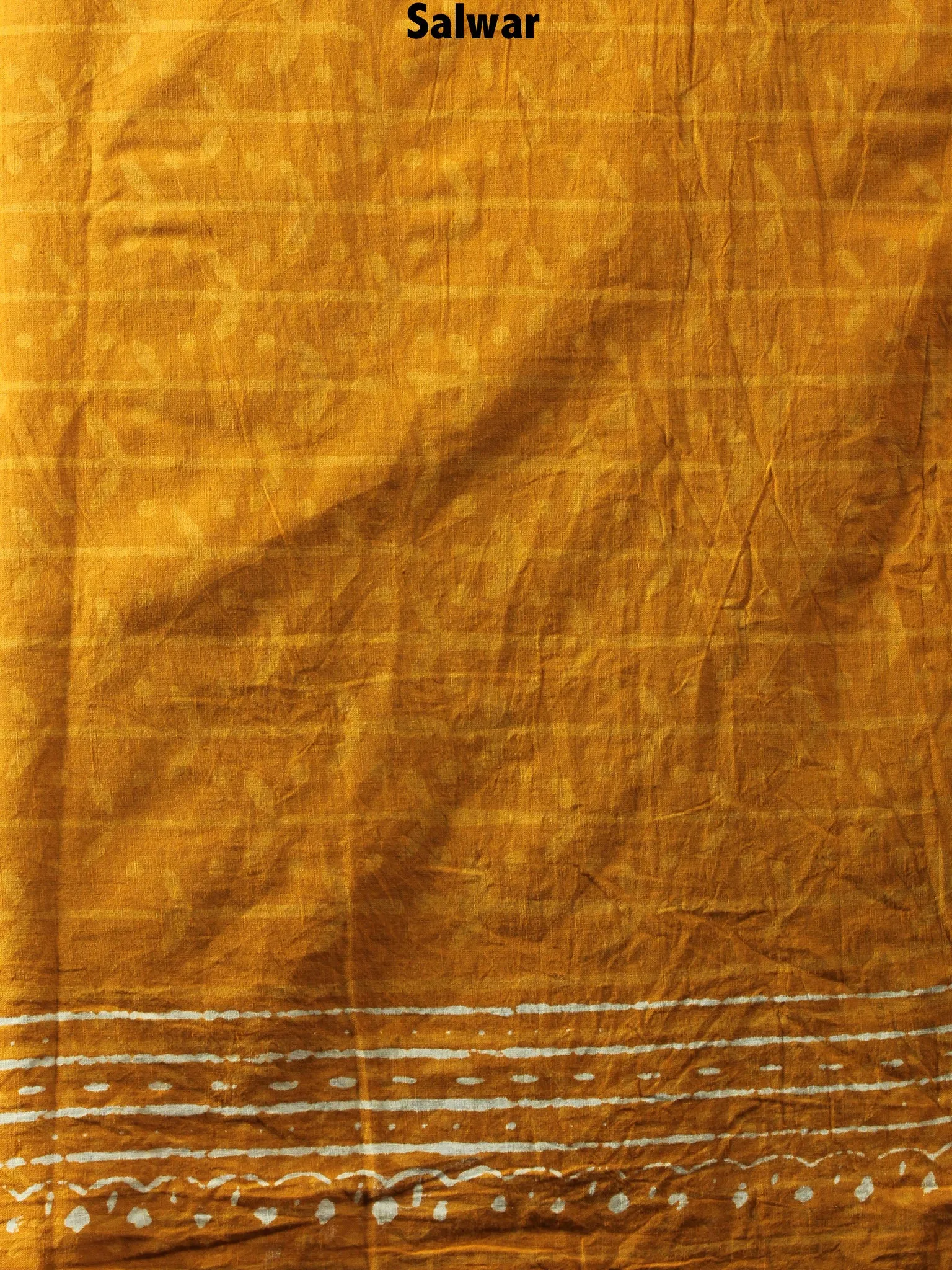 GoldenRod Yellow Beige Hand Block Printed Cotton Suit-Salwar Fabric With Chiffon Dupatta - S1628064