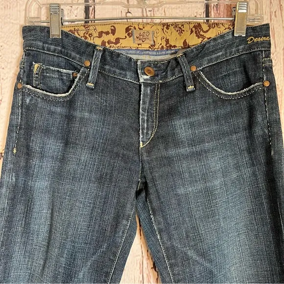 GoldSign Desire Lowrise Distressed Flare Bootcut Denim Jeans USA Made SZ 27 EUC