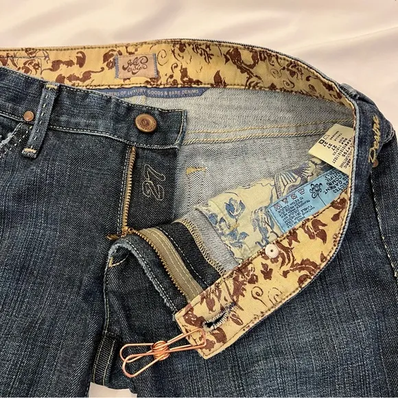 GoldSign Desire Lowrise Distressed Flare Bootcut Denim Jeans USA Made SZ 27 EUC