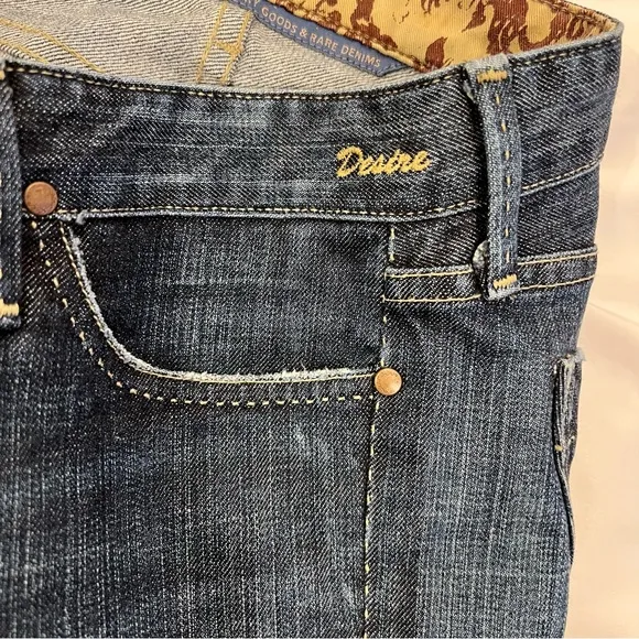 GoldSign Desire Lowrise Distressed Flare Bootcut Denim Jeans USA Made SZ 27 EUC