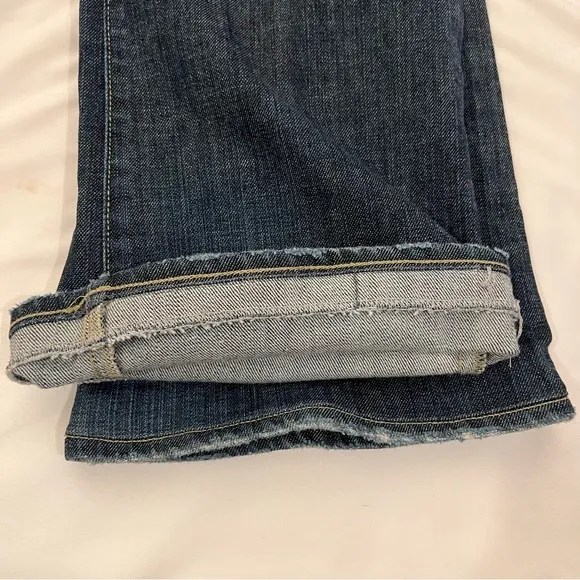 GoldSign Desire Lowrise Distressed Flare Bootcut Denim Jeans USA Made SZ 27 EUC