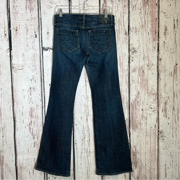GoldSign Desire Lowrise Distressed Flare Bootcut Denim Jeans USA Made SZ 27 EUC