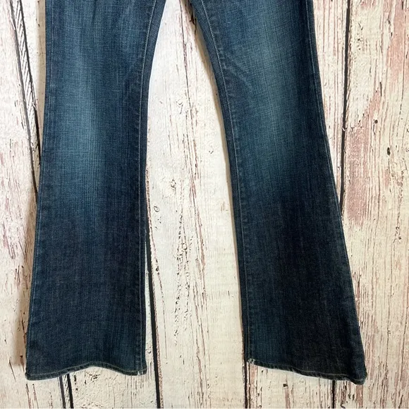 GoldSign Desire Lowrise Distressed Flare Bootcut Denim Jeans USA Made SZ 27 EUC