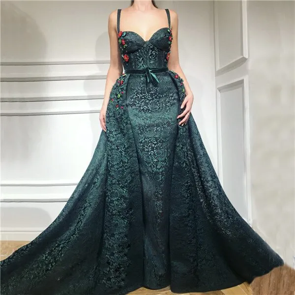 Green Sexy  Evening Dresses   Lace  Fashion Mermaid Evening Gowns