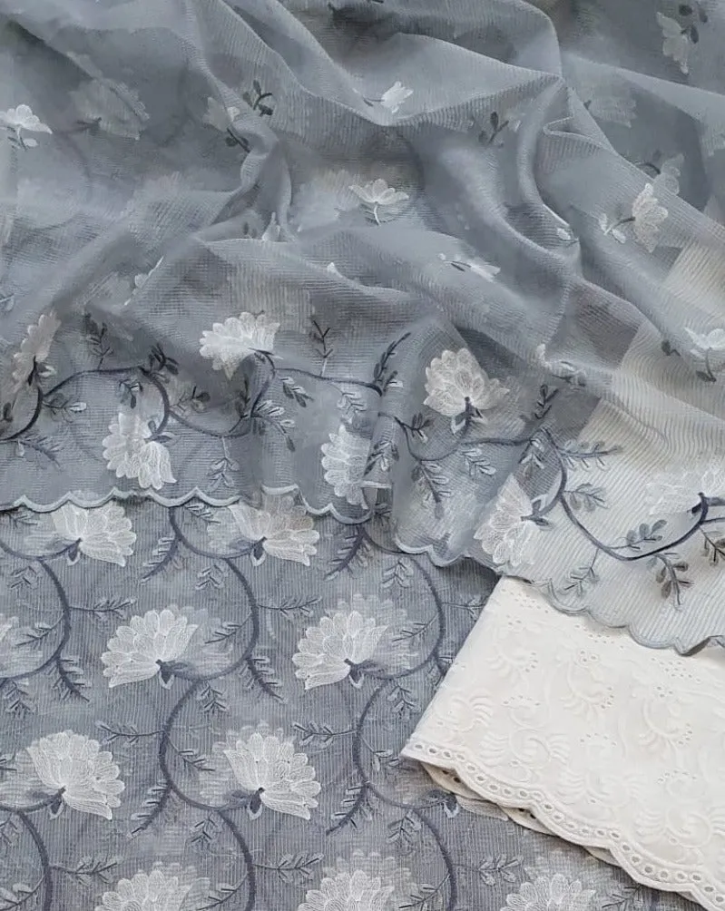 Grey Kota Doriya Embroidery Work Suit