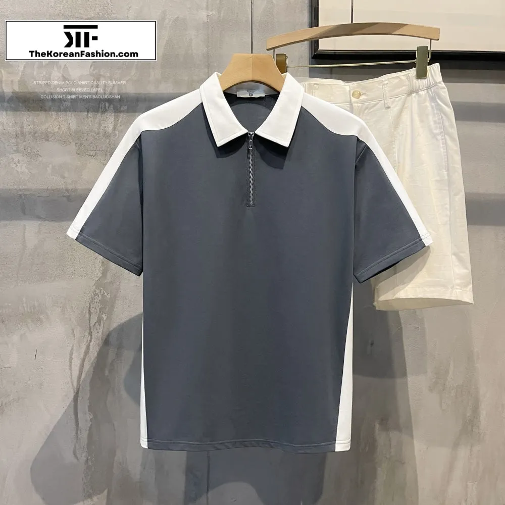 Half zipper Short-sleeved Polo T-Shirt