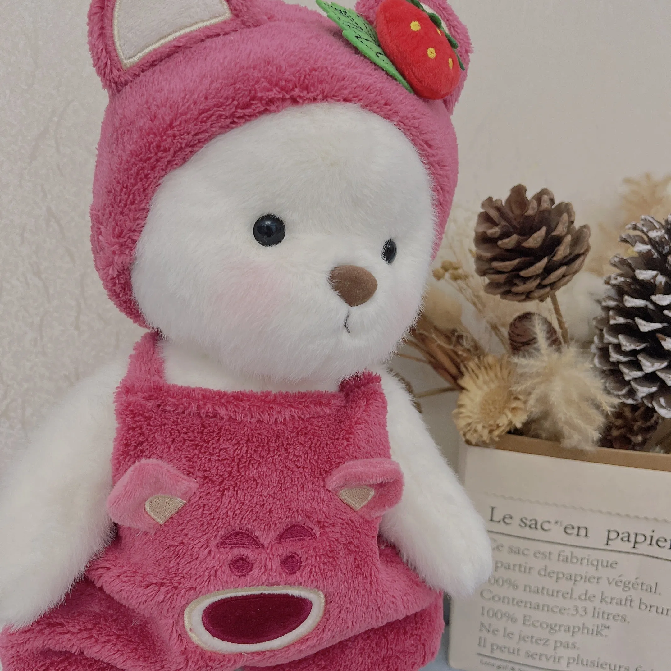 Handmade Cute Teddy Bears With Lotso Bear Suits Stuffed Bear Toys Valentines Day Decor Gifts for Her / Girlfriend Lover Mom Kids